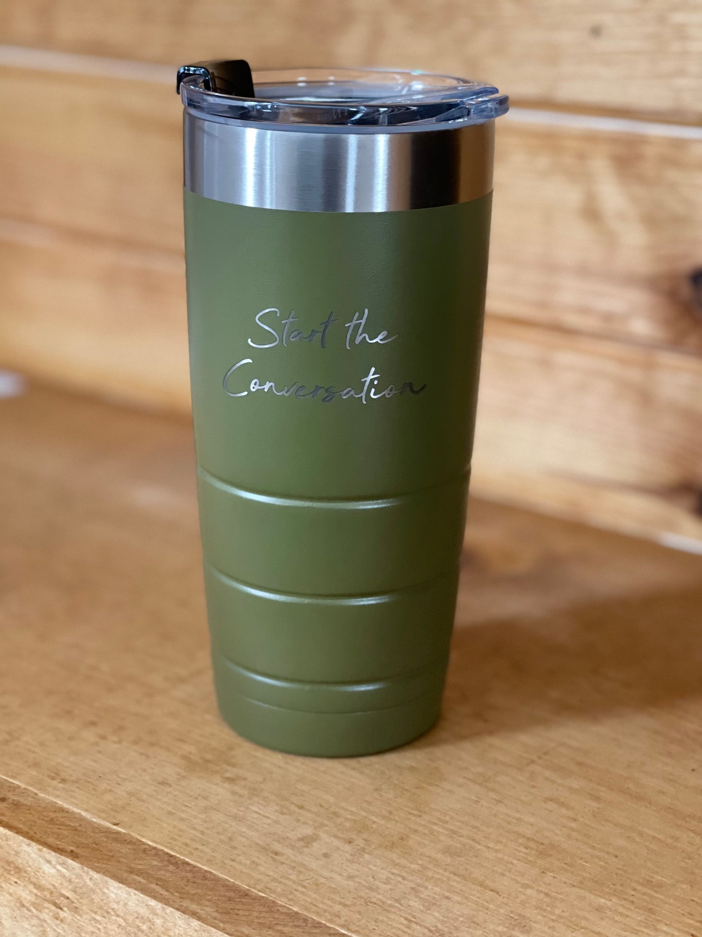 Custom Operation Coffee Roaster "Start the Conversation" Olive Green 22 oz Bison Tumbler
